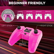 Force1 USA Toyz Tornado Extreme RC Car, Dual-Sided Driving with Bright LEDs, Off-Road Rubber Tires, Rechargeable, Pink