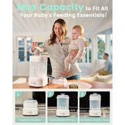 Grownsy Baby Bottle Sterilizer and Dryer, Electric Steam Sterilization with Automatic Drying, Compact White, Universal Fit B916