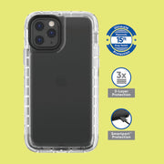Onn 9789803 Clear Rugged Case with Built-in Microbial Protection for iPhone 12, iPhone 12 Pro