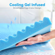 BDEUS Gel Cooling Memory Foam Mattress Topper, 2 Inch Egg Crate Design, Medium Firm, CertiPUR-US Certified, Twin