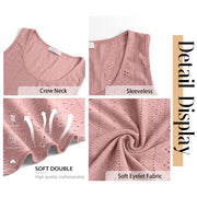 Fantaslook Womens Eyelet Embroidered Tank Top, Crew Neck, Sleeveless, Flowy Peplum, Pink, Classic Fit