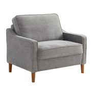 Studio Living Sanborn Modern Arm Chair, Gray Woven Polyester Fabric, Removable Cushions, Solid Hardwood Frame