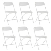 Nazhura Folding Chairs Portable Lawn Chairs for Kitchen and Dinning Room Metal and Plastic Set of 6, White