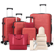 Zimtown 12 Piece Hardside Luggage Set with Spinner Wheels, Duffle Bag, Packing Cubes, Red