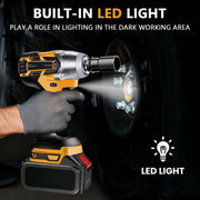 Gijjgole Cordless Impact Wrench, Brushless Motor, 300N.m Torque, 3000 RPM, 6.0 Ah Battery, Charger, 5 Sockets, Yellow