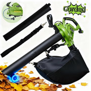 GASKY 3-in-1 Leaf Blower Vacuum Mulcher, 120V 12Amp, 495 CFM, 199 MPH, 6 Speeds, Easy-Wheel Walk-Behind, 12-Gallon Collection Bag, Green