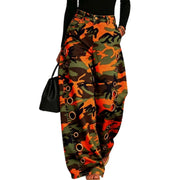 RDKTPXZ Womens Camo Wide Leg Pants, Orange, L