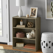 Mainstays 3-Shelf Bookcase with Adjustable Shelves, Rustic Oak Finish, 31-Inch