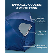 Sport-Brella Premiere XL Sun Shelter Umbrella, 9-Foot Canopy, UPF 50+ Protection, Heavy-Duty Steel Frame, Blue, 250115