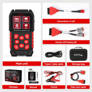 FXTUL M4 Harley Motorcycle Diagnostic Tool with OBD2, ABS, ECU, TPMS, IMMO Code Reader, Real-Time Data and Voltage Test MMT804#251022