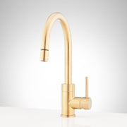 Signature Hardware Ravenel Single-Hole Pull Down Bar Faucet, Brushed Gold