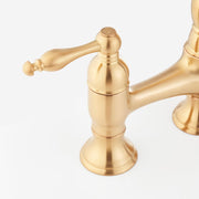 Signature Hardware 497562 Delacour 1.75 GPM Double Handle Bridge Kitchen Faucet with Side Spray, Brushed Gold