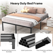 Capri Queen Bed Frame, Heavy-Duty Metal Platform, 18 Inch High, 2200 lb Capacity, Noise-Free, Black
