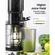 Gdor SJ060 Masticating Juicer, Cold Press Slow Juicer with 4.25 in Large Feed Chute, Stainless Steel Body, Low Noise, 41 fl oz Hopper, Silver