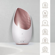 GESKE SmartAppGuided Sonic Thermo Facial Brush, 6-in-1 Multifunctional Skincare Device with Thermal Warming and Youthful Glow Massage, Rechargeable, Gray, GK000086SL02