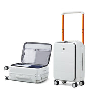 Hanke H9876 20 Inch Carry On Luggage, Top-Opening Hard Shell, Lightweight Polycarbonate, 360 Spinner Wheels, Aluminum Alloy Handle, TSA Lock, Smoke White