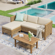 Alpha Joy PV-489-SW 3-Pieces Wicker Patio Furniture Conversation Set, Beige