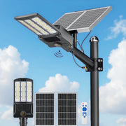 Bjsuc Solar Street Light, 15000W Equivalent, 3850000 Lumens, 6500K White LED, IP68 Waterproof Aluminum, Commercial Solar Flood Light, Black, Y-11000W