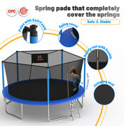 Mersco _W1163120240 14ft Outdoor Trampoline for Kids and Adults with Basketball Hoop and Enclosure Net, Blue