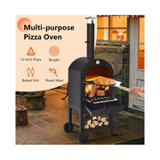 Costway OP70813 Outdoor Pizza Oven Wood Fire Pizza Maker Grill w/ Pizza Stone & Waterproof Cover