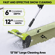 Saker CSS-BL2 Cordless Electric Snow Shovel, 22V Brushless Motor, 12-Inch Clearing Width, 6-Inch Clearing Depth, 2x 5.0Ah Batteries, Adjustable Handle