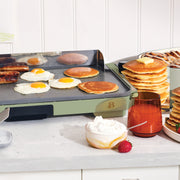 Beautiful XL Electric Griddle, 12x22 in, EverGood Ceramic Nonstick, Detachable Stainless Steel Backsplash, Removable Drip Tray, Sage Green, 1500-Watt Heating, 19980