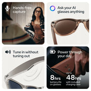 Meta SK-1001237-01 Ray-Ban Meta Wayfarer Gen 2 Smart Glasses with 12 MP Ultra-Wide Camera, Matte Black Frame