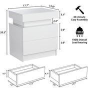 Hommpa 2 Drawer Modern Nightstand w/RGB LED Light High Gloss Bedside Tables for Bedroom, White - Durable