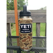 YETI Rambler 36 oz Insulated Water Bottle, Wetlands Camo, Stainless Steel, Vacuum Insulated, Chug Cap