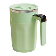Zupieus Self Stirring Coffee Mug Rechargeable Auto Magnetic Mixing Cup with Touch-Sensitive Temperature Display, 400 ML, Greeen