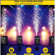 VIPQV 1Pc 700W Cold Spark Machine with 6.6-16.4FT Adjustable Height, Automatic Cleaning Function and Remote Control, Firework Machine for Party Wedding Celebration