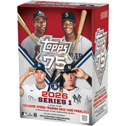 Topps 2026 Series 1 Baseball Blaster Box, 72 Cards, Retail Exclusive Holo Foil Parallels, Spring Training Variation Cards, 75th Anniversary Edition