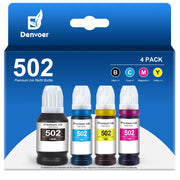Denvoer 502;t502 502 Ink Bottles for Epson 502 Ink Bottles Epson Ink 502 Refills (Black Cyan Magenta Yellow 4 Pack)