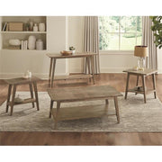 Steve Silver Milani Solid Mango Wood Rectangular Cocktail Table, Chevron Patterned Top, Natural Finish, 47 in, with Bottom Shelf