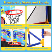 COCLUB 2in1 Indoor Kids Basketball Hoop Set with Dual Hoops, Electronic Scoreboard, LED Lights, 6 Basketballs and Sticky Balls for Ages 3-6