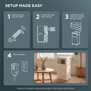 TCL 5,000 BTU Smart Portable Air Conditioner Fan Dehumidifier, 150 Sq Ft Coverage, Remote Control, Install Kit Included, White, W5P93-5