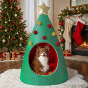 Vibrant Life Extra Large Christmas Tree Holiday Pet Bed, Green and Red, 38 in x 50 in, Holiday2025 XL Xmas Tree Hut