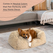 Best Friends by Sheri Lounge Shag Dog Bed, Calming Faux Fur, Taupe, Medium 30 x 20 in 70657