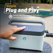 Dolphin Robotic Automatic Pool Cleaner, Wi-Fi Enabled, Wall-Climbing Scrubber Brush, Top-Load Cartridge Filter, For In-Ground Pools up to 50 ft, White and Black, Explorer E25