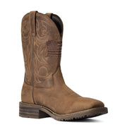 Ariat Hybrid Patriot Waterproof Western Boots for Men - Distressed Brown - 8M