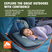 Ozark Trail Self-Inflating Large Rectangular Sleeping Pad, R-Value 5.0, PVC-Free TPU, Foam Core, 78 in x 25 in x 2 in
