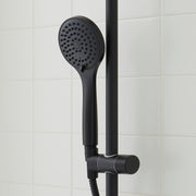 Signature Hardware 953952 Hollybrook Thermostatic Exposed Pipe Shower System with Rainfall Shower Head, Multifunction Hand Shower, and Hose - Matte Black