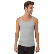Hanes Men's Cotton Ribbed Tank Top, Moisture-Wicking Cool Comfort Fabric, Tagless, Gray, 2-Pack, Small