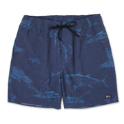 Pelagic Gyotaku Dockside Athletic Shorts for Men, Navy, Mid-Rise, 18in Outseam, Water and Stain Repellent, Mesh-Lined Pockets, 1002231001
