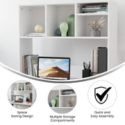 Flash Furniture Lotus Desktop Bookshelf Storage Organizer with Multiple Cubbies, White, Engineered Wood, Compact Space-Saving Design, NAN-17295-WH-GG