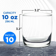 Discount Promos Heavy Base Old Fashioned Whiskey Glasses, 10 oz, Set of 10, Clear, 0414AL