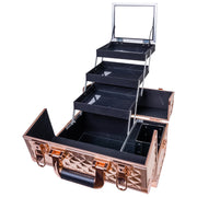 SHANY Premier Fantasy Professional Makeup Train Case, Rose Gold, Lockable Cosmetic Organizer with 3 Expandable Trays, Brush Holder, Mirror, Shoulder Strap, SH-C20-RGD