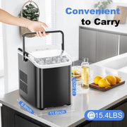 Gianna Countertop Ice Maker, Portable Bullet Ice Machine, 26 lb Daily Output, Dual Ice Cube Sizes, 2L Water Tank, Black, ZBJ-PP10A-BK-HJ