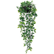 TETOU Artificial Hanging Ivy Plant, Waterproof Fade-Resistant Plastic Leaves, Small Potted Indoor Wall Decor, Black Pot, 25.6 in Length
