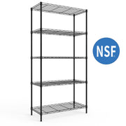 Ktaxon 5-Tier Wire Shelving Unit Steel Storage Rack, Durable Carbon Steel, Black, 30 in W x 14 in D x 60 in H, 551 lbs Capacity, 17258007942